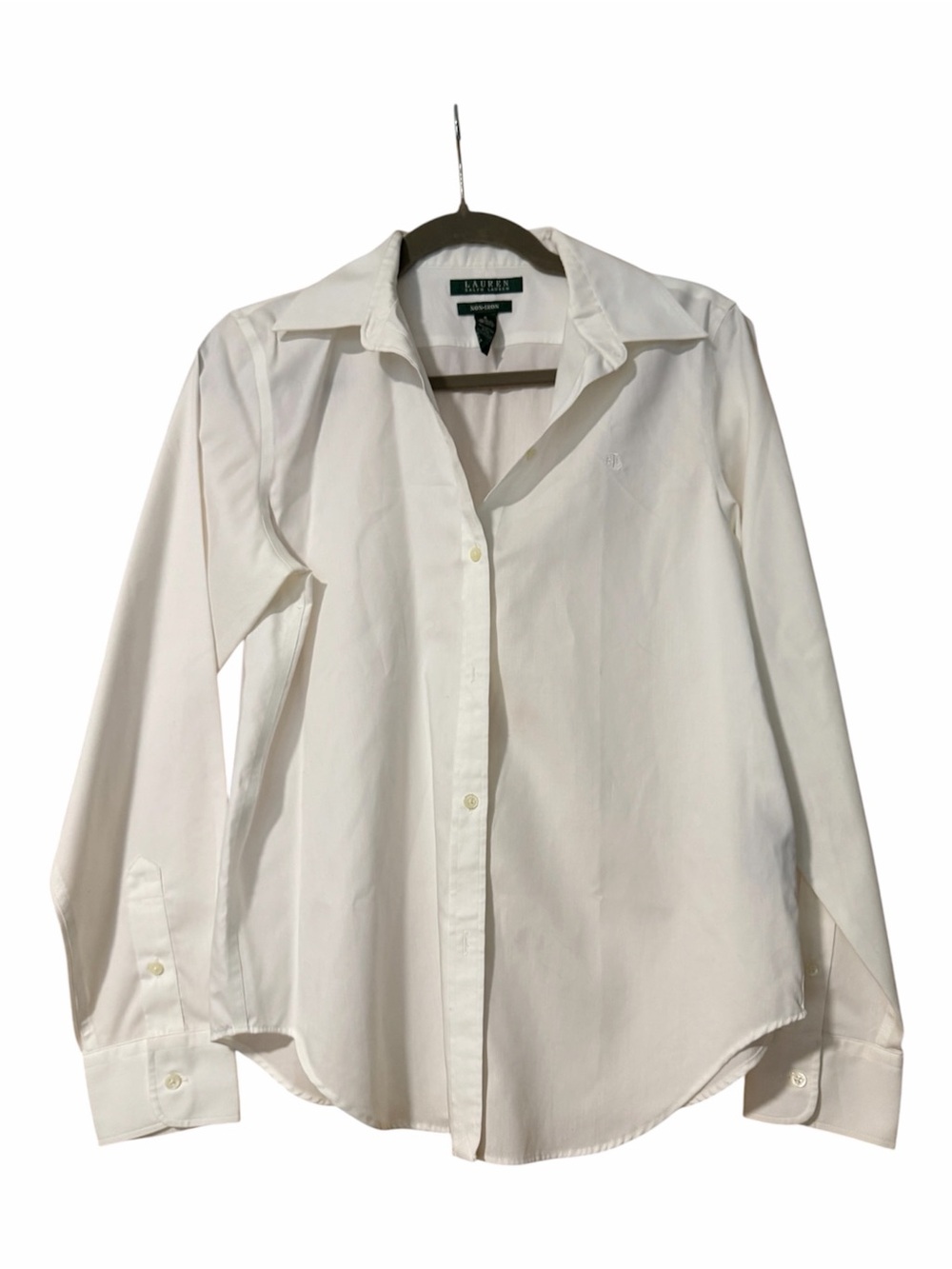 Lauren Ralph Lauren Women's White Non-Iron Button Down Shirt Size S
